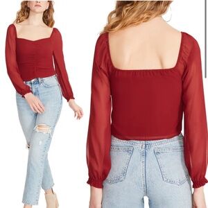 Steve Madden Top Small Sweetheart Puff Sleeves